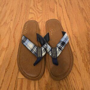 Mens Blue Patterned Bass Flip Flops Size 8M